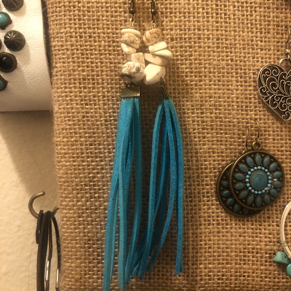 Turquoise fringe earrings